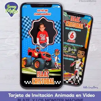 Tarjeta de Invitación Digital de Blaze y los MONSTER MACHINE con Foto