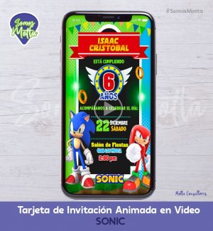 TARJETA DE INVITACIÓN DIGITAL ANIMADA DE SONIC