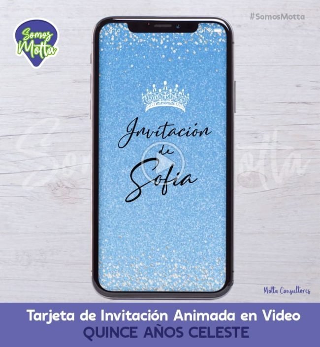 TARJETA DE INVITACIÓN DIGITAL ANIMADA QUINCE AÑOS AZUL