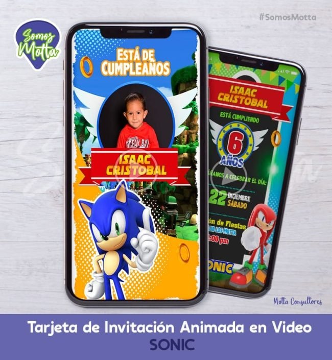 TARJETA DE INVITACIÓN DIGITAL DE SONIC CON FOTO