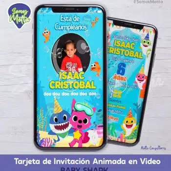 TARJETA DE INVITACIÓN DIGITAL DE BABY SHARK CON FOTO