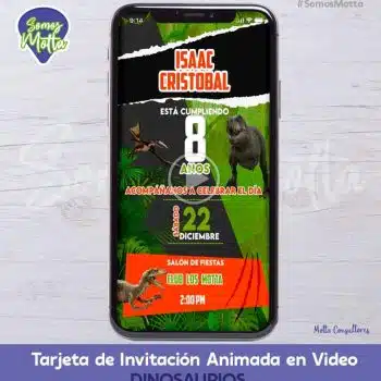 TARJETA DE INVITACIÓN DIGITAL ANIMADA DE DINOSAURIOS