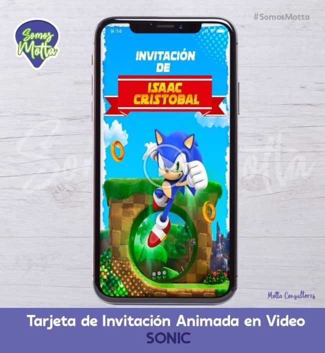 TARJETA DE INVITACIÓN DIGITAL ANIMADA DE SONIC