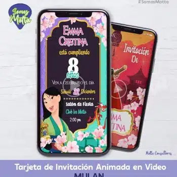 TARJETA DE INVITACIÓN DIGITAL MULAN DISNEY