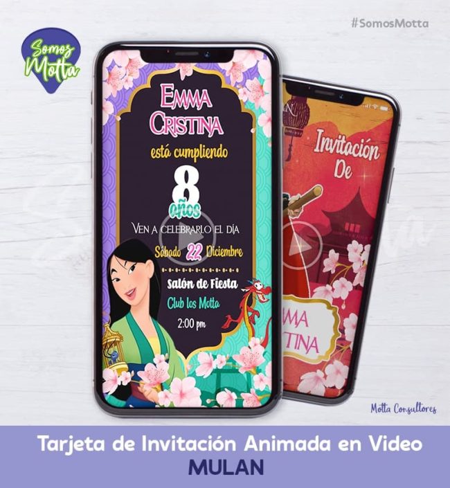 TARJETA DE INVITACIÓN DIGITAL MULAN DISNEY