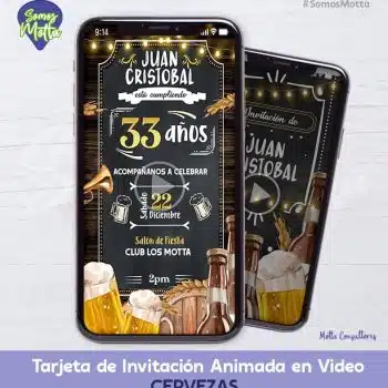 TARJETA DE INVITACIÓN DIGITAL DE CERVEZAS PARA HOMBRE