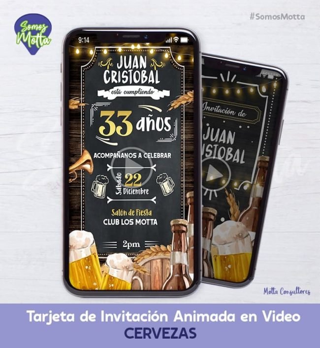 TARJETA DE INVITACIÓN DIGITAL DE CERVEZAS PARA HOMBRE