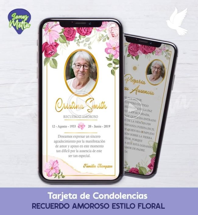 TARJETA DE DIFUNTOS PARA CONDOLENCIAS Y AGRADECIMIENTO