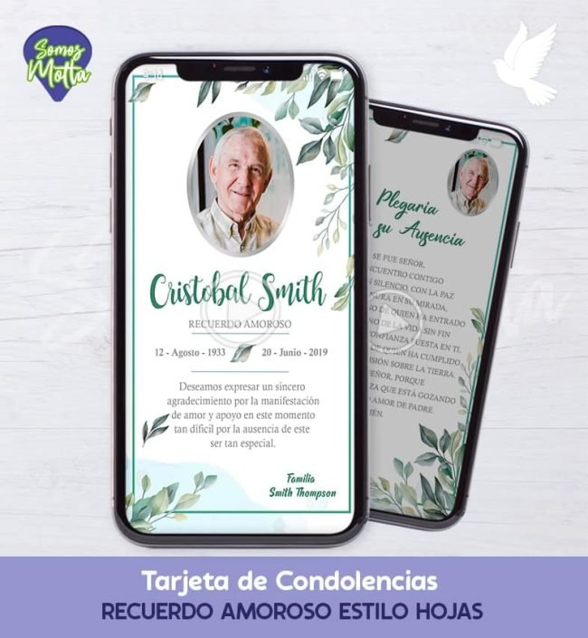 TARJETA DE CONDOLENCIAS Y AGRADECIMIENTO