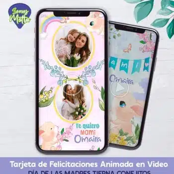 TARJETA DÍA DE LA MADRE DIGITAL ANIMADA CON CONEJOS