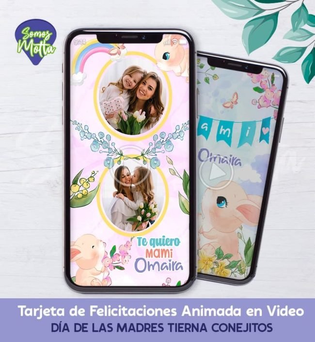 TARJETA DÍA DE LA MADRE DIGITAL ANIMADA CON CONEJOS