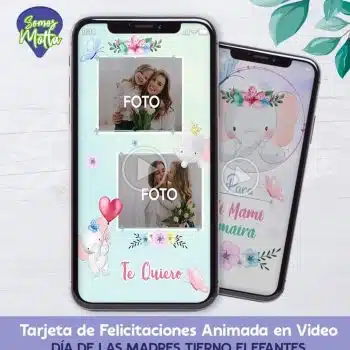 TARJETA DÍA DE LA MADRE DIGITAL ANIMADA CON ELEFANTES