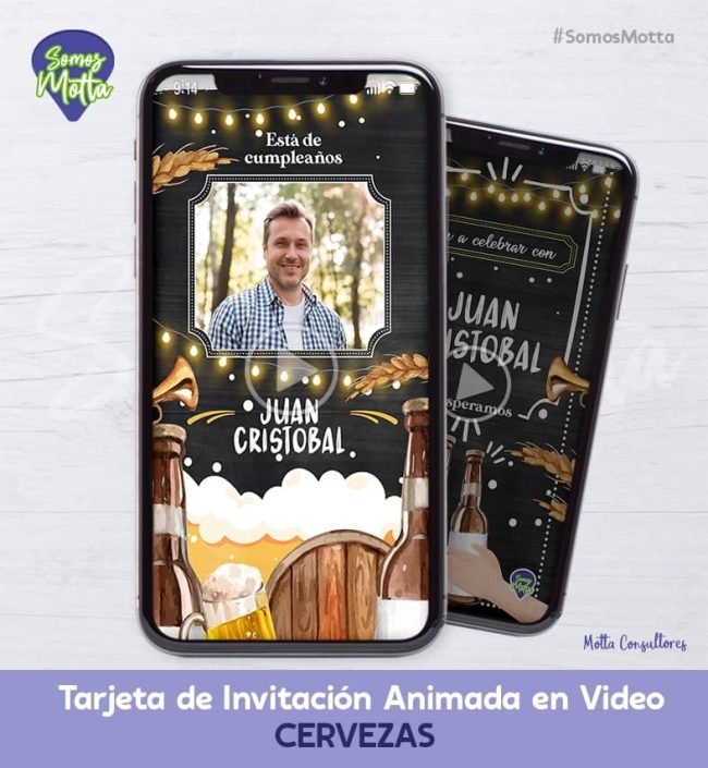 TARJETA DE INVITACIÓN DIGITAL DE CERVEZAS PARA HOMBRE