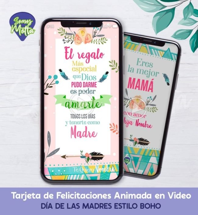 TARJETA DÍA DE LA MADRE DIGITAL ESTILO BOHO