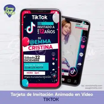 TARJETA DE INVITACIÓN CUMPLEAÑOS TIKTOK