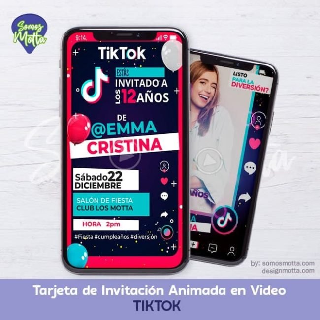 TARJETA DE INVITACIÓN CUMPLEAÑOS TIKTOK