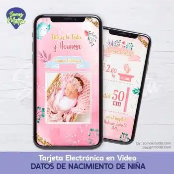 TARJETA CON DATOS DE NACIMIENTO DE RECIÉN NACIDO