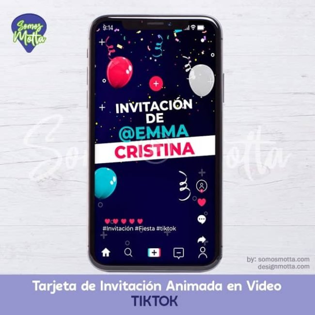 TARJETA DE INVITACIÓN CUMPLEAÑOS TIKTOK