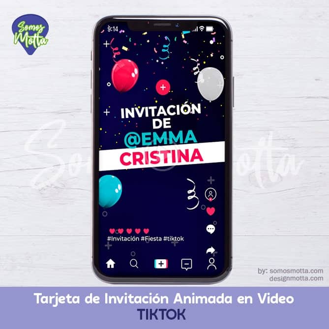 TARJETA DE INVITACIÓN CUMPLEAÑOS TIKTOK