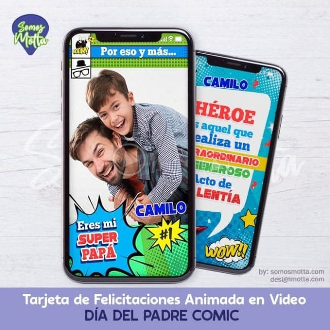 TARJETA DIGITAL FELICITACIONES DÍA DEL PADRE COMIC