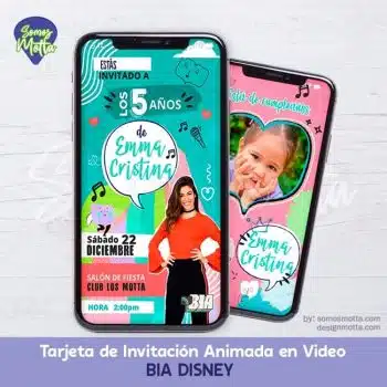 TARJETA DE INVITACIÓN CUMPLEAÑOS BIA DISNEY