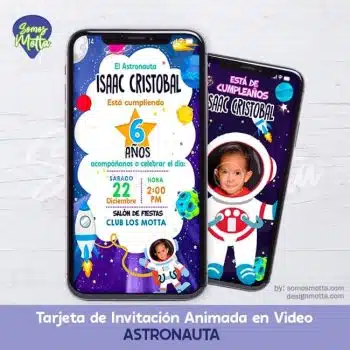 TARJETA DIGITAL DE INVITACIÓN DE ASTRONAUTA