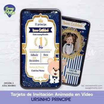 TARJETA DIGITAL DE INVITACIÓN OSOS URSINHO PRÍNCIPE