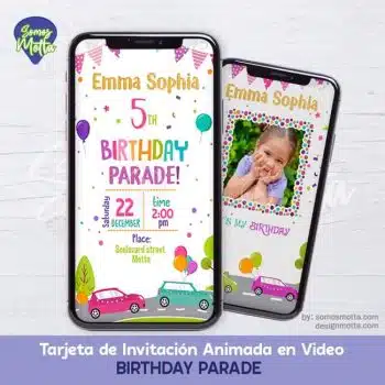 TARJETA DE INVITACIÓN CARAVANA DE CUMPLEAÑOS