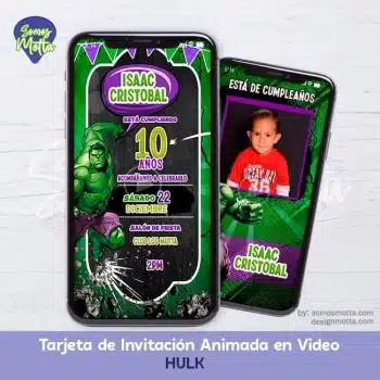 TARJETA DE INVITACIÓN HULK HEROE