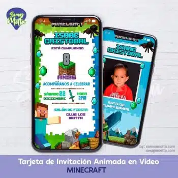 TARJETA DE INVITACIÓN DE MINECRAFT