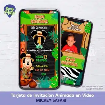 TARJETA DE INVITACIÓN MICKEY SAFARI