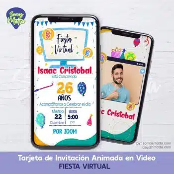 TARJETA INVITACIÓN FIESTA VIRTUAL