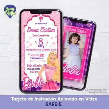 TARJETA DIGITAL DE INVITACIÓN DE BARBIE