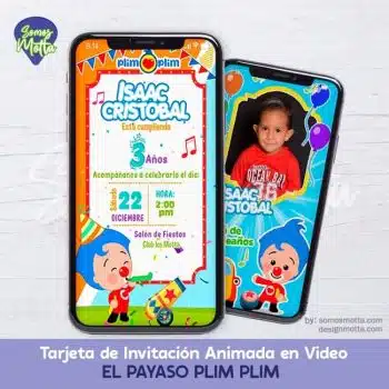 TARJETA DIGITAL DE INVITACIÓN EL PAYASO PLIM PLIM