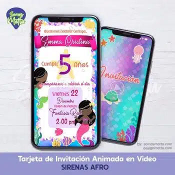 TARJETA DE INVITACIÓN DE SIRENAS AFRO