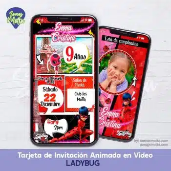 TARJETA DE INVITACIÓN MIRACULOUS LADYBUG