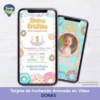 TARJETA DE INVITACIÓN FIESTA DE DONAS