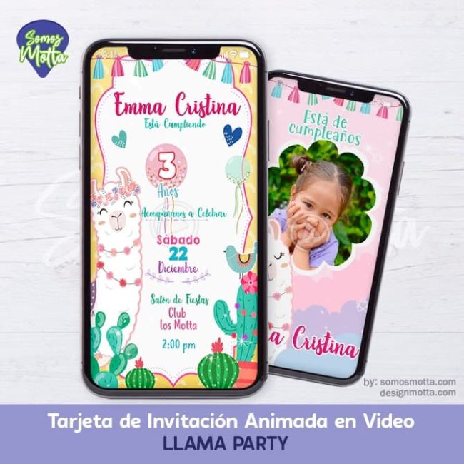 TARJETA DE INVITACIÓN LLAMAS PARTY