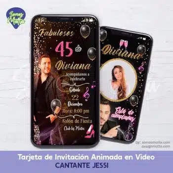 TARJETA DE INVITACIÓN PARA DAMA CANTANTE JESSI