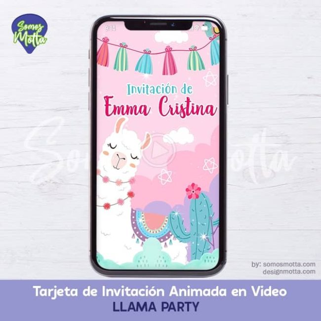 TARJETA DE INVITACIÓN LLAMAS PARTY