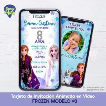 TARJETA DE INVITACIÓN DE FROZEN ELSA Y ANNA