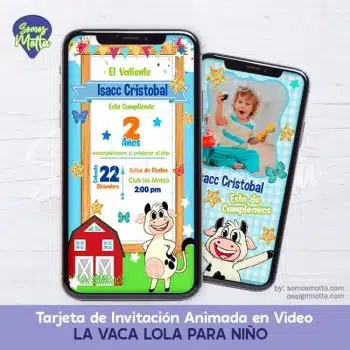 TARJETA DE INVITACIÓN LA VACA LOLA PARA NIÑO