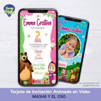 TARJETA DE INVITACIÓN MASHA Y EL OSO