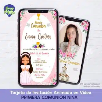 TARJETA DE INVITACIÓN PRIMERA COMUNIÓN NIÑA