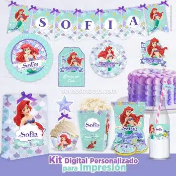 KIT DE FIESTA DE LA SIRENITA ARIEL IMPRIMIBLE