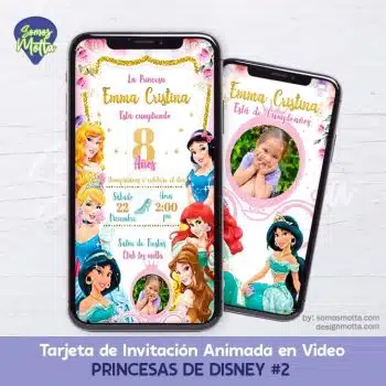 TARJETA DE INVITACIÓN PRINCESAS DISNEY