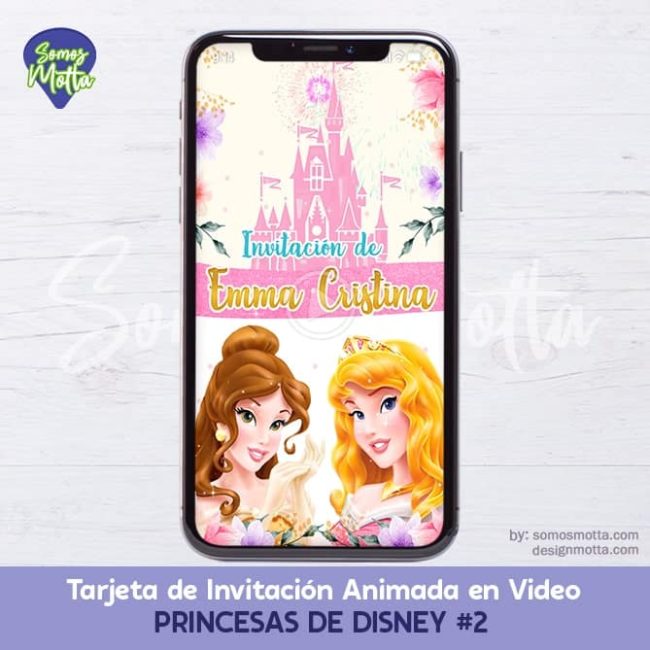 TARJETA DE INVITACIÓN PRINCESAS DISNEY