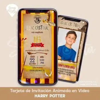 TARJETA DE INVITACIÓN DE HARRY POTTER HOGWARTS