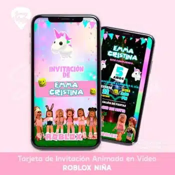 TARJETA DE INVITACIÓN DE ROBLOX NIÑA