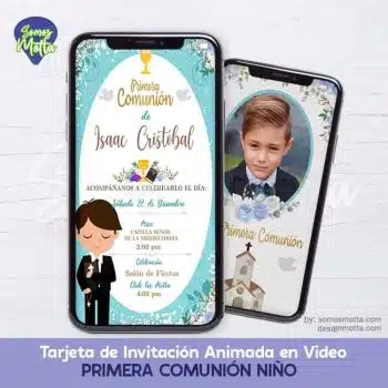 TARJETA DE INVITACIÓN PRIMERA COMUNIÓN NIÑO